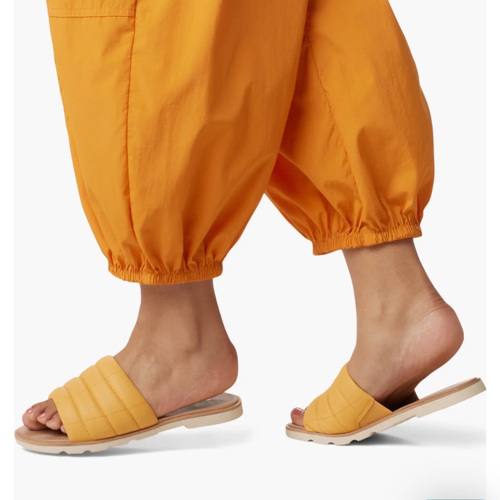 Yellow Quilted Slide Sandals
